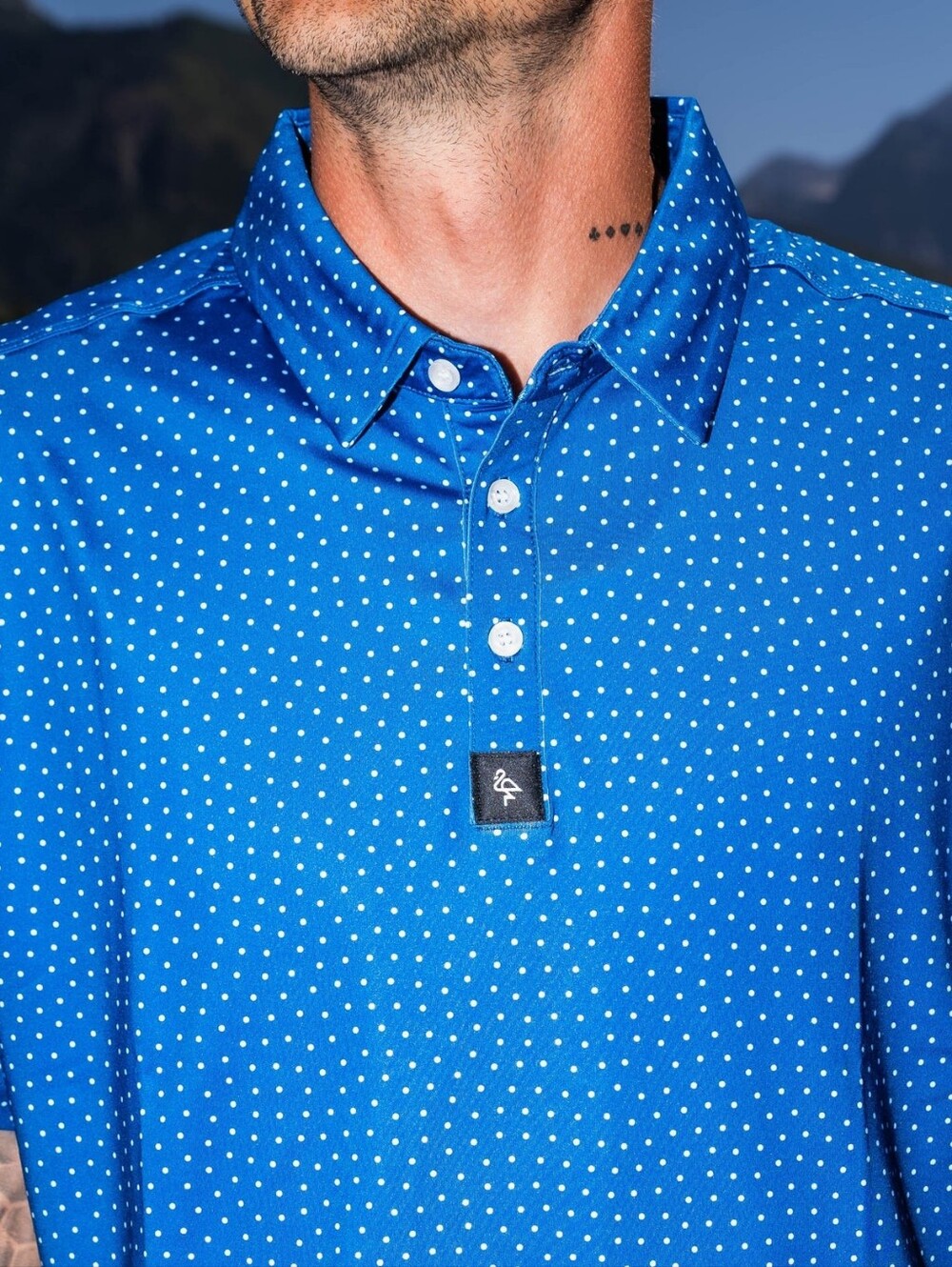 Byrdgang Mens Blue Polka Dot Golf Polo Size S